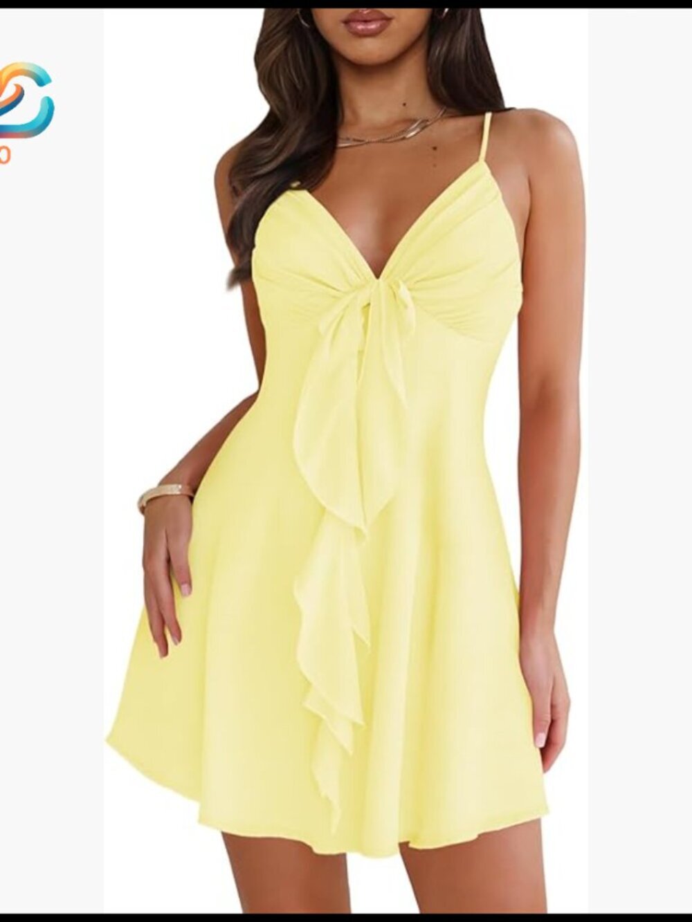 Sleeveless V-Neck Mini Sundress, Spaghetti Strap, Casual Summer Dress